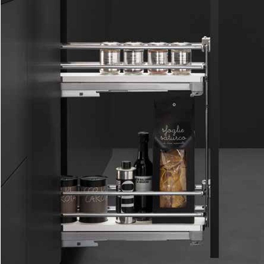 Galaxy narrow pull-out 8'' 2 shelves, white/chrome.