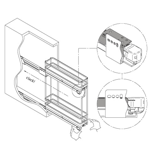 Galaxy narrow pull-out 8'' 2 shelves, white/chrome.