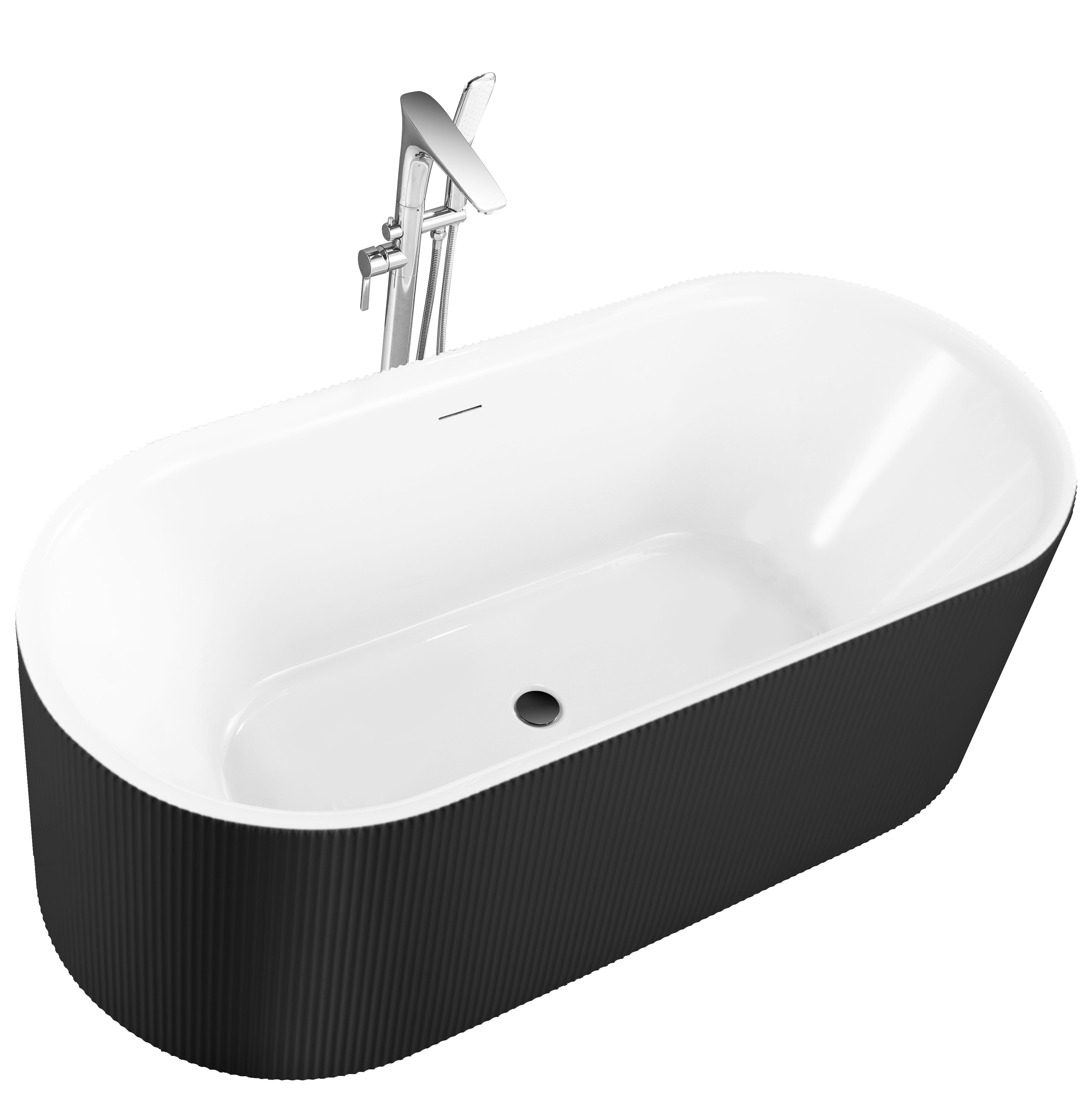 Baignoire autoportante noir mat Zebra 67 pouces
