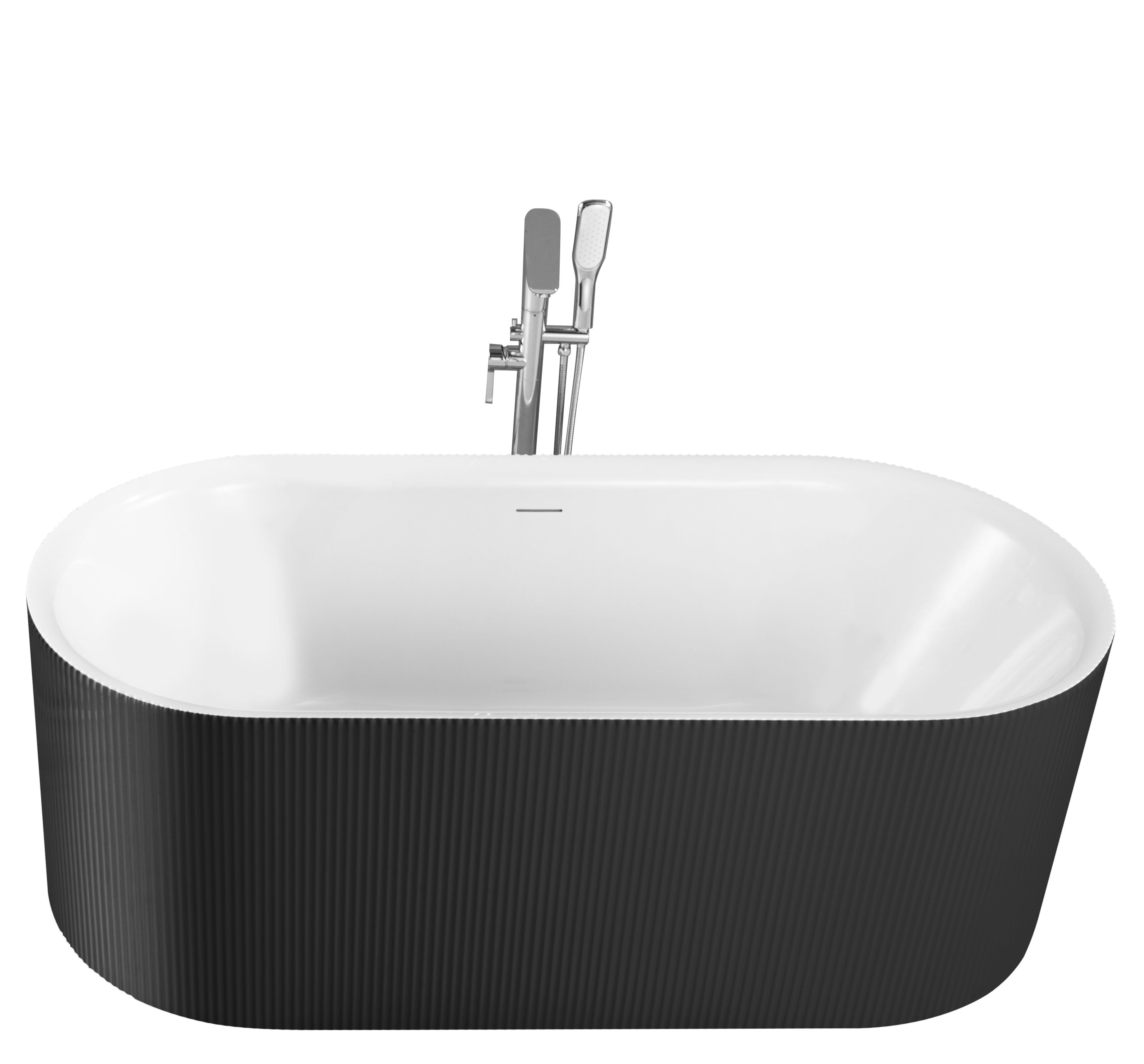 Baignoire autoportante noir mat Zebra 67 pouces