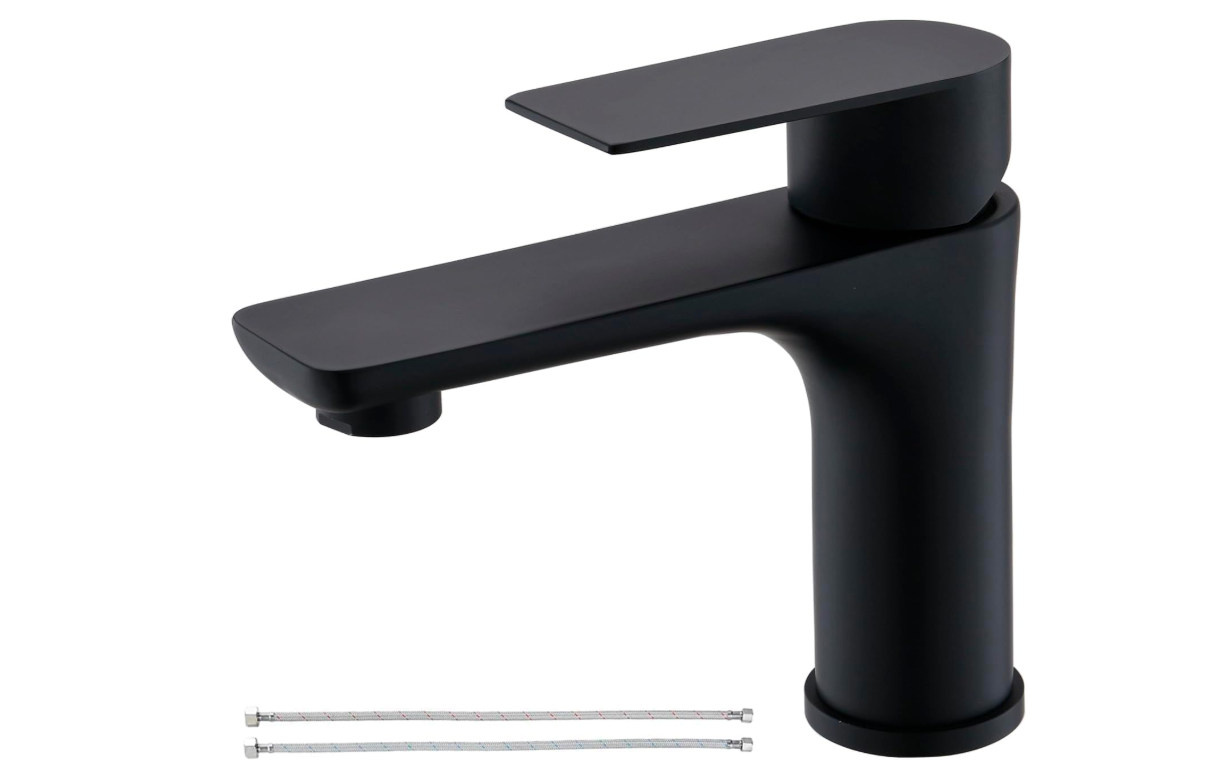 Matte Black Stainless Steel Bathroom Sink Faucet, Single Hole Faucet