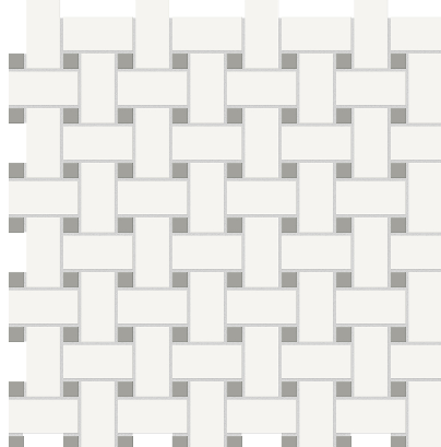 Porcelain Tile Soho Canvas White with Cement Chic Dots Basketweave Matte Mosaic 9.58 SF Box