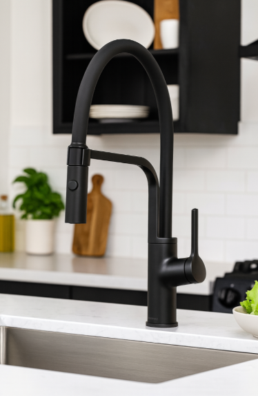 Pull Down Kitchen Faucet Mat Black.