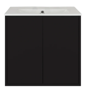 Black Matte Vanity 24 in. Suspended 2 Doors with Countertop