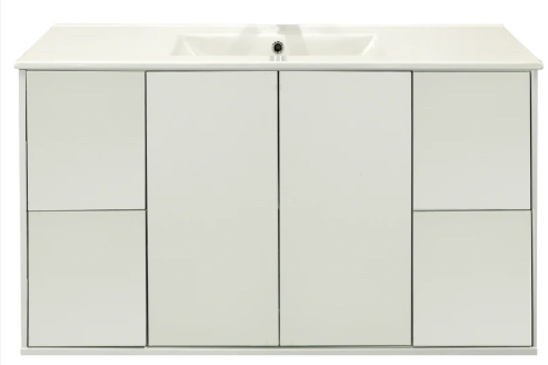 Glossy White Vanity 48 in. Suspended 4 Drawers & 2 Doors with Countertop