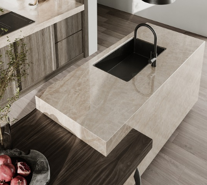 comptoir en Quartz 1,2 cm - 2 cm Tera Taj Mahal SF