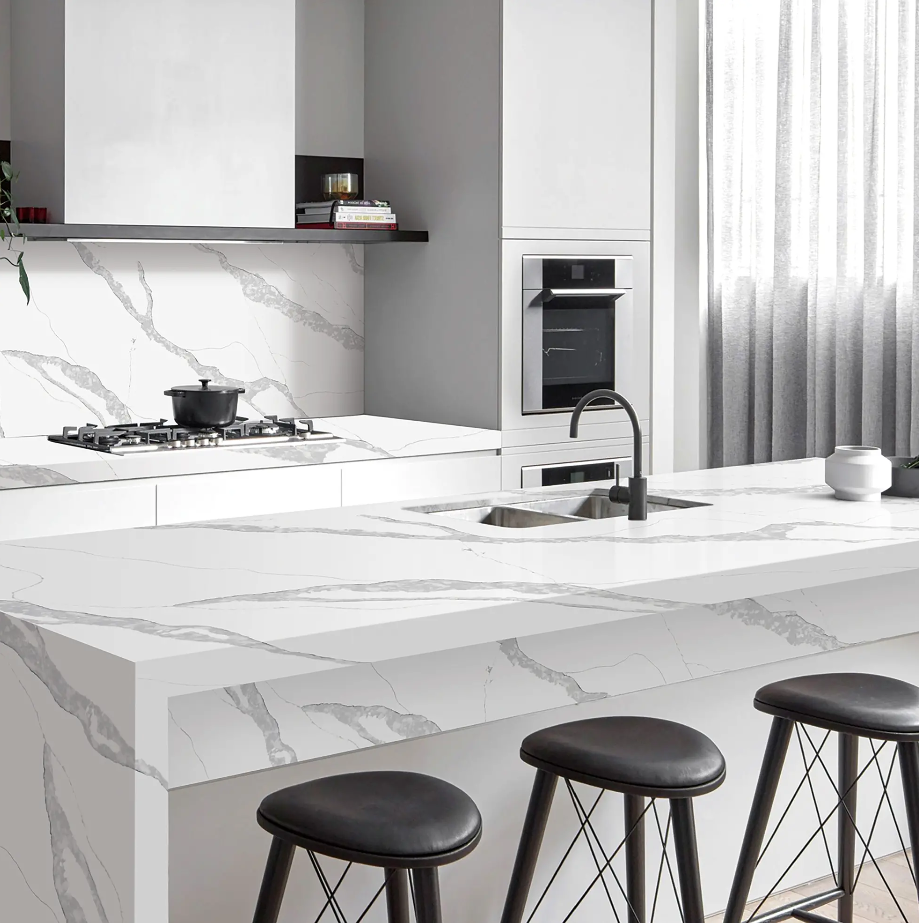 Countertop Quartz 2cm - 3cm TCE 4028 Ice River 63x126 in.