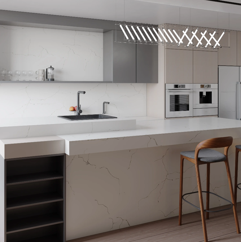 Countertop Quartz 2cm - 3cm TCE 1902 Simple Stream 63x126 in.