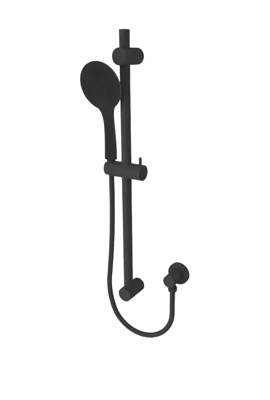 Sliding bar kit with elbow matte black.