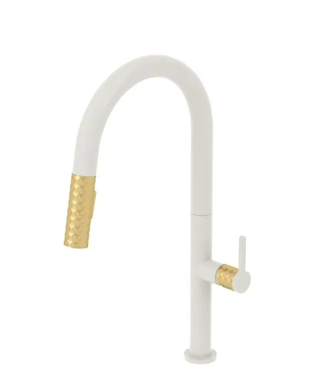 Calozy single-handle kitchen faucet with 2-function pull-down sprayer.