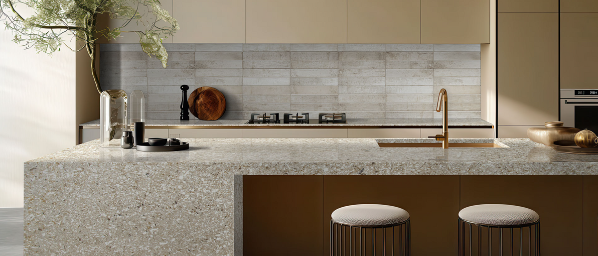 Countertop Quartz 2cm - 3cm Chakra Beige 131x65 MSI.