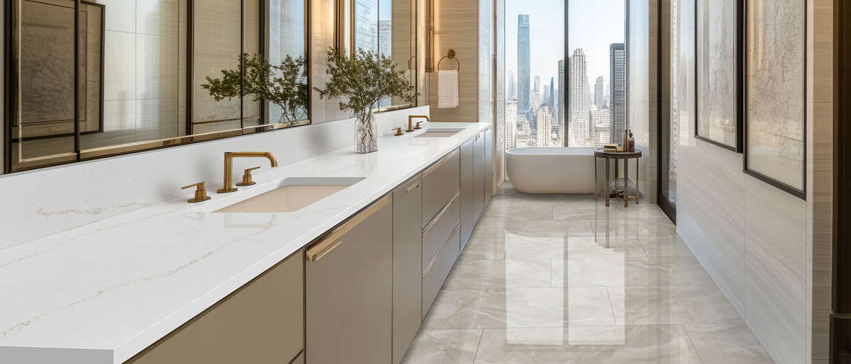 Countertop Quartz 2cm - 3 cm Calacatta Rusta 140x82 MSI.