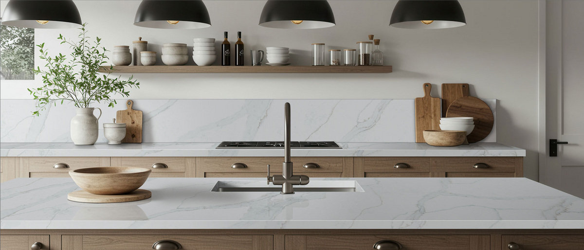 Countertop Quartz 2cm - 3 cm Calacatta Vernello 140x82 MSI.