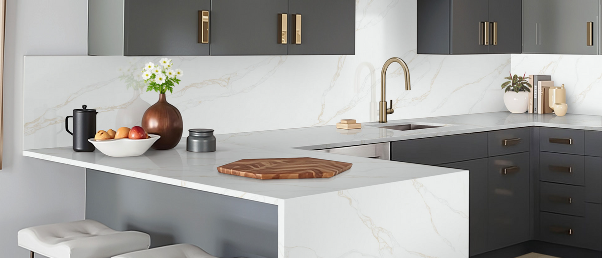 Countertop Quartz 2cm - 3 cm Calacatta Rivessa 139x80 MSI.
