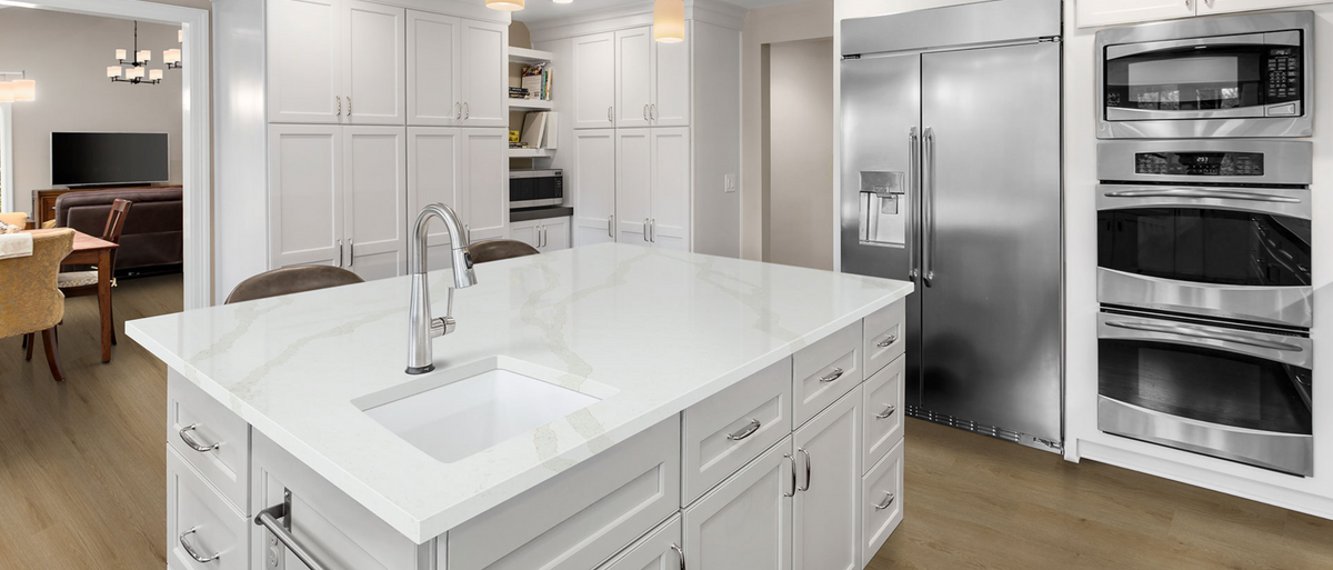 Countertop Quartz 2cm - 3cm Calacatta Belaros 82x140 MSI.