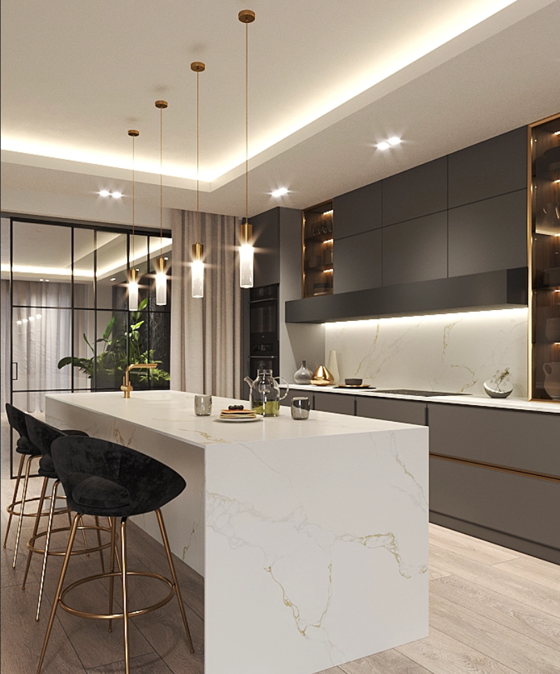 Comptoir Quartz 2cm - 3cm Quora Aurores Boréales Polie PC 63X130