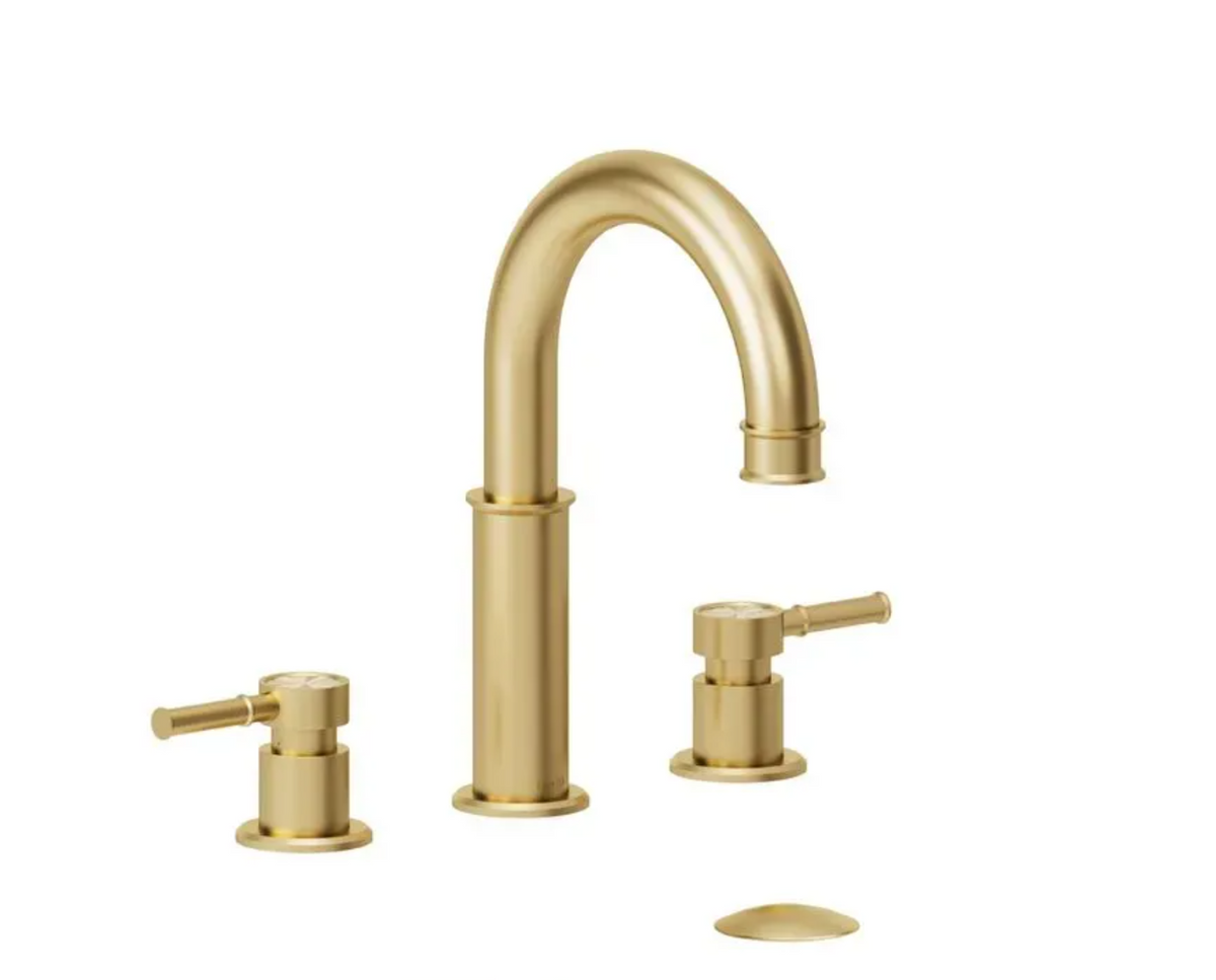 Alyss 8in lavatory faucet brushed gold with (overflow) drain.