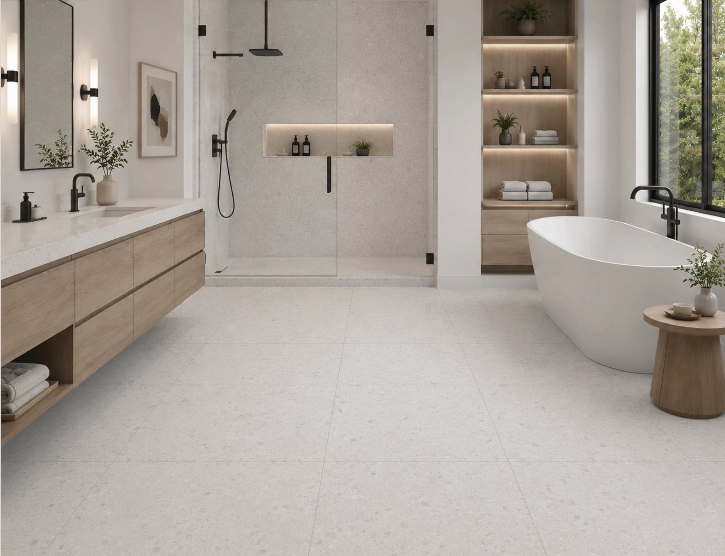 Porcelain Tile TERRAZO VERGLAS Collection 3 Sizes 1 Color 1 Finish.