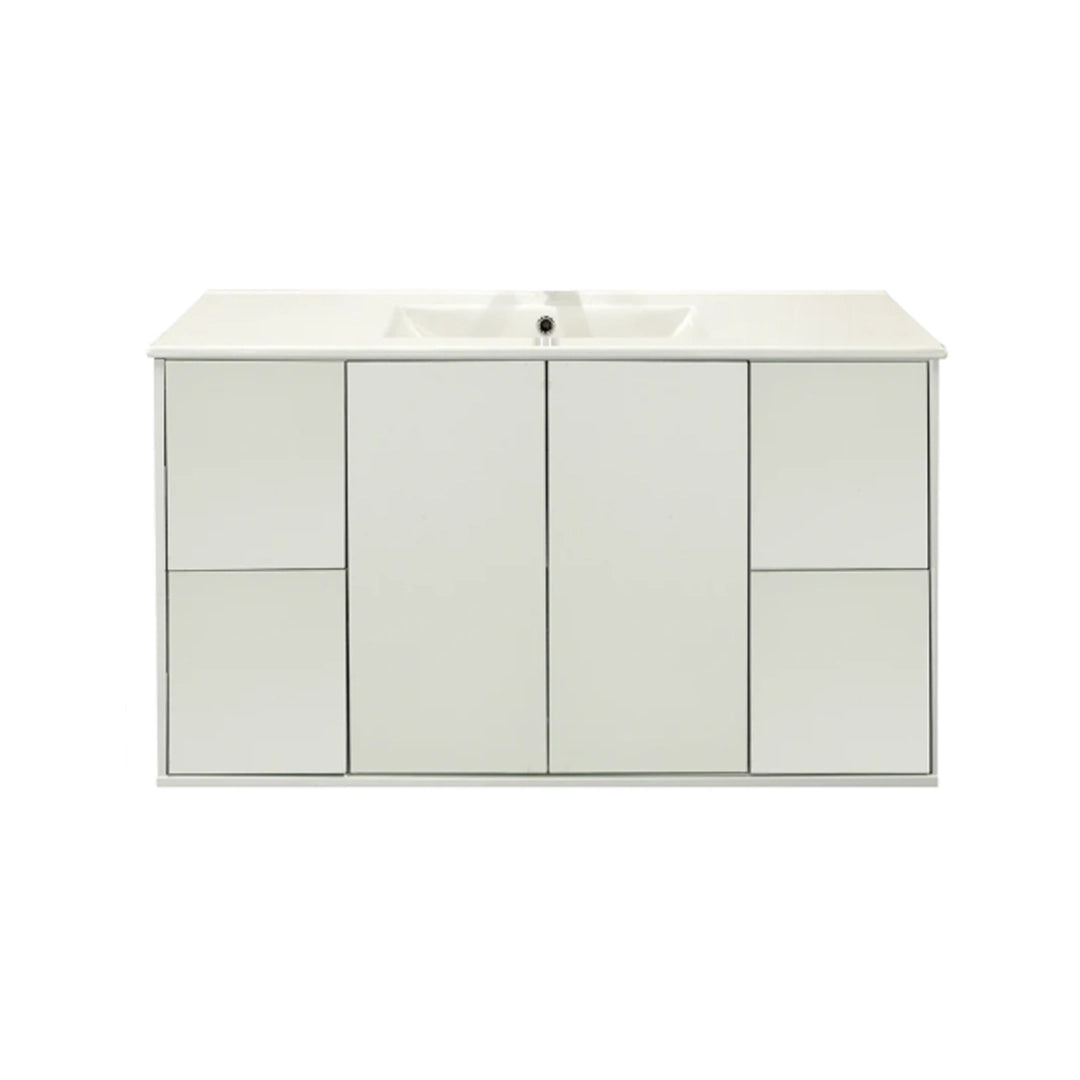 Glossy White Vanity 48 in. Suspended 4 Drawers & 2 Doors with Countertop
