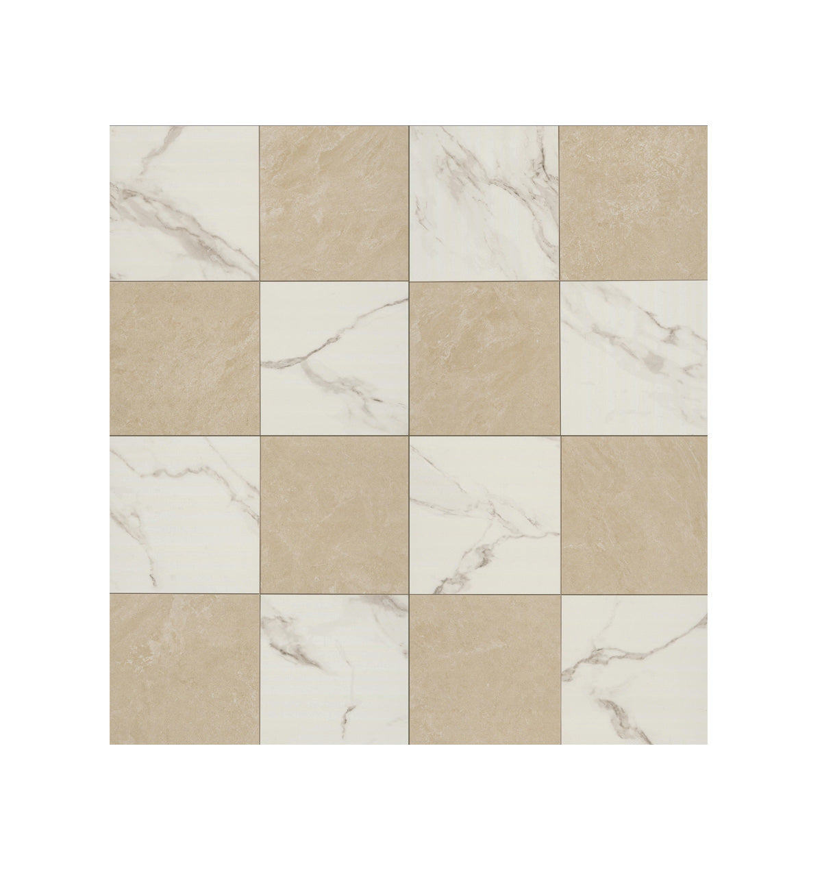 Tile Calacatta Crema Chekered 24x24 in 16 sf box 24x24 in