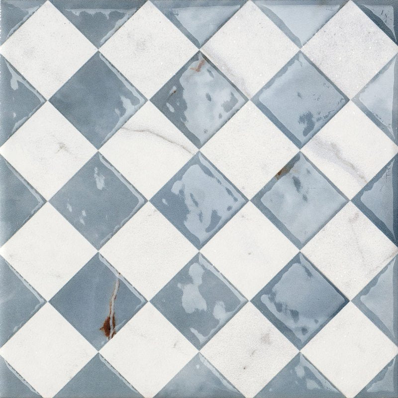 Porcelain Ceramic Tile - collection Dimore available in 1 size, 4 colors and 1 finish. 8x8 in Floriana Statuario