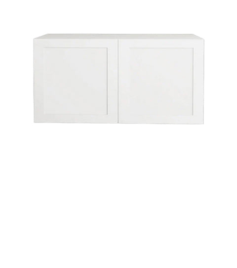 Armoire de cuisine supérieur blanc mat style Shaker, 30 po L x 20 po H x 12 1/2 po, avec réfrigérateur à 2 portes