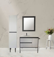 Set VANITY 42 White 2drawers 1door with sintered stone top and UPPER CABINET and Mirror