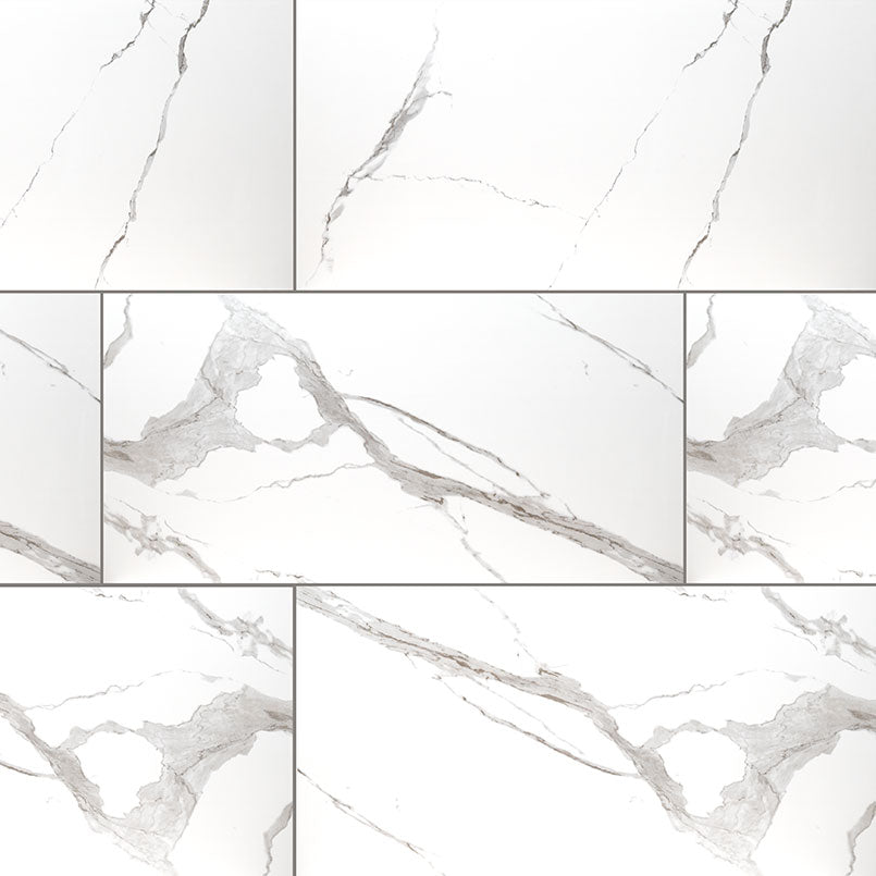 4.99 $ / SF - 16 SF/Box porcelain Eden Statuary Polished Rectified Tile 24x48 in