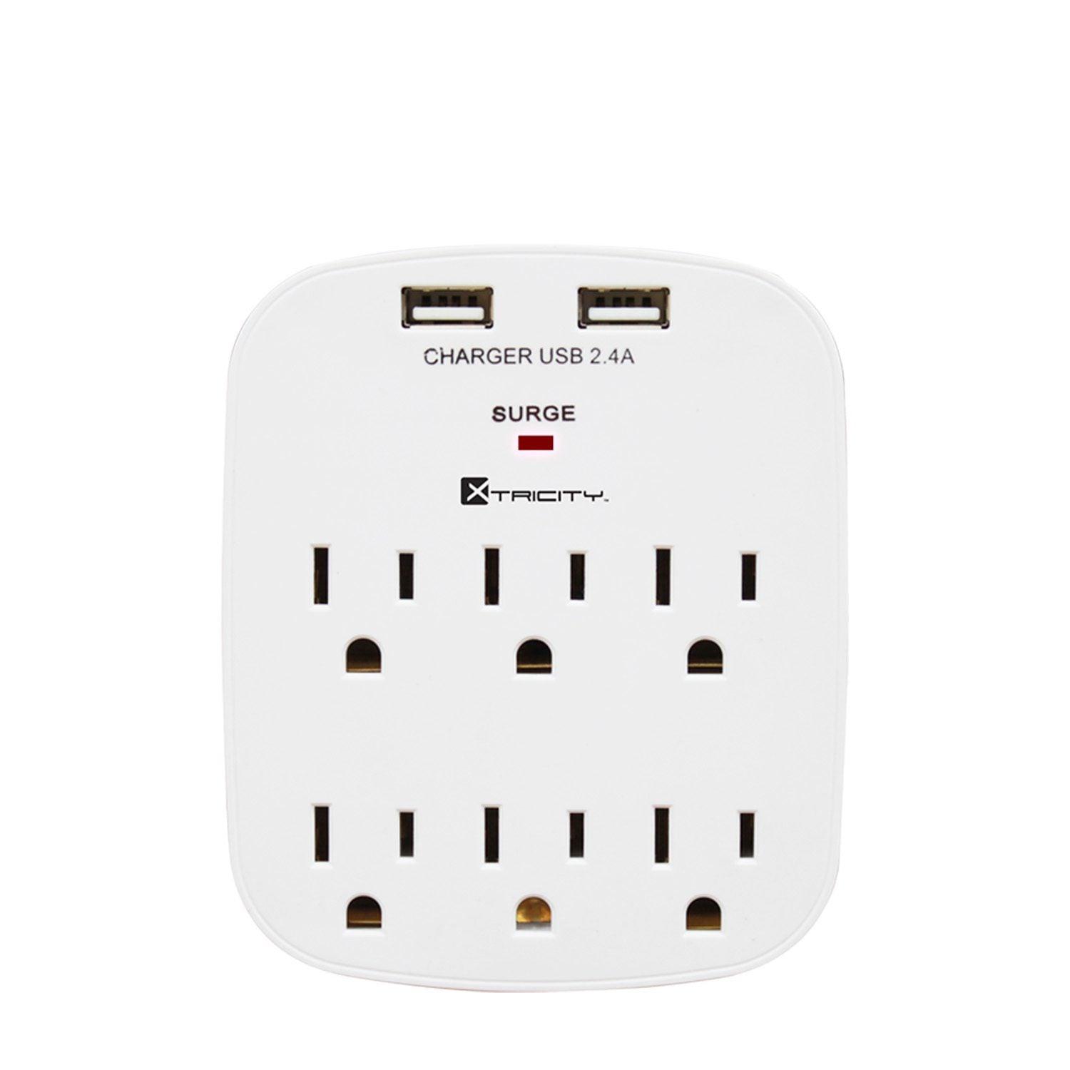 6 Outlets Surge Led Indicator 450 Joules, 2 Usb