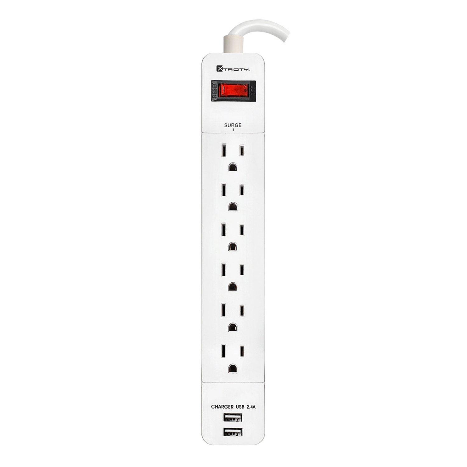 6 Outlets 1050 Joules/ 4ft Cord/2usb/ Surge Protector