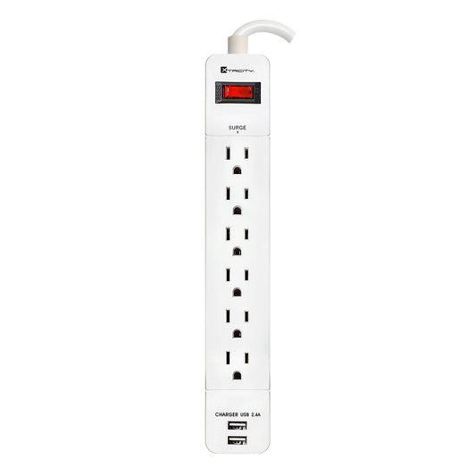 6 Outlets 1050 Joules/ 4ft Cord/2usb/ Surge Protector