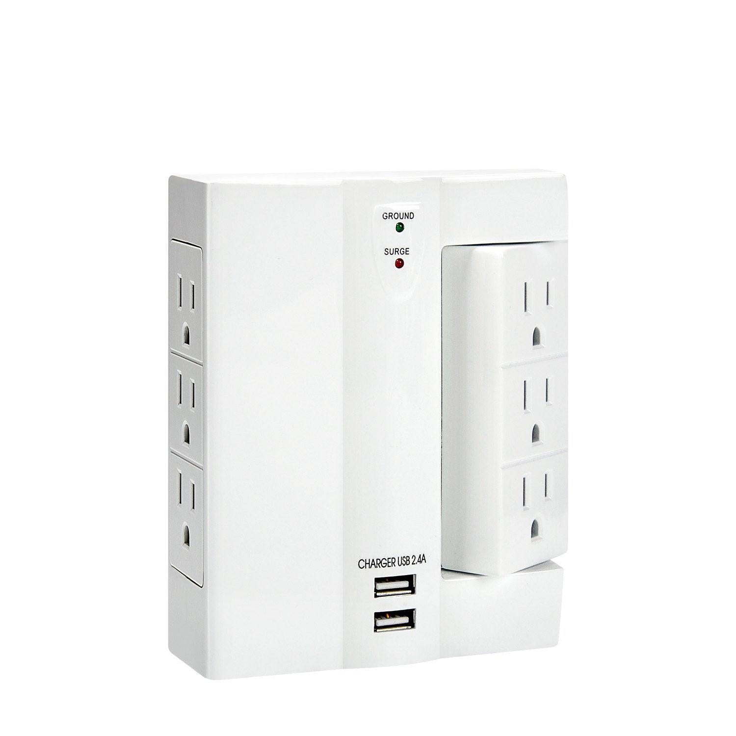 6 Outlets Surge Led Indicator 1000 Joules, 2 Usb,90