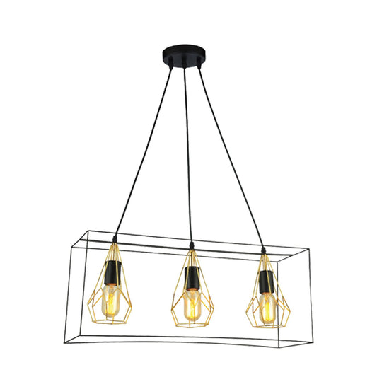 Majestic Pendant Fixture 3 Lights Black & Gold