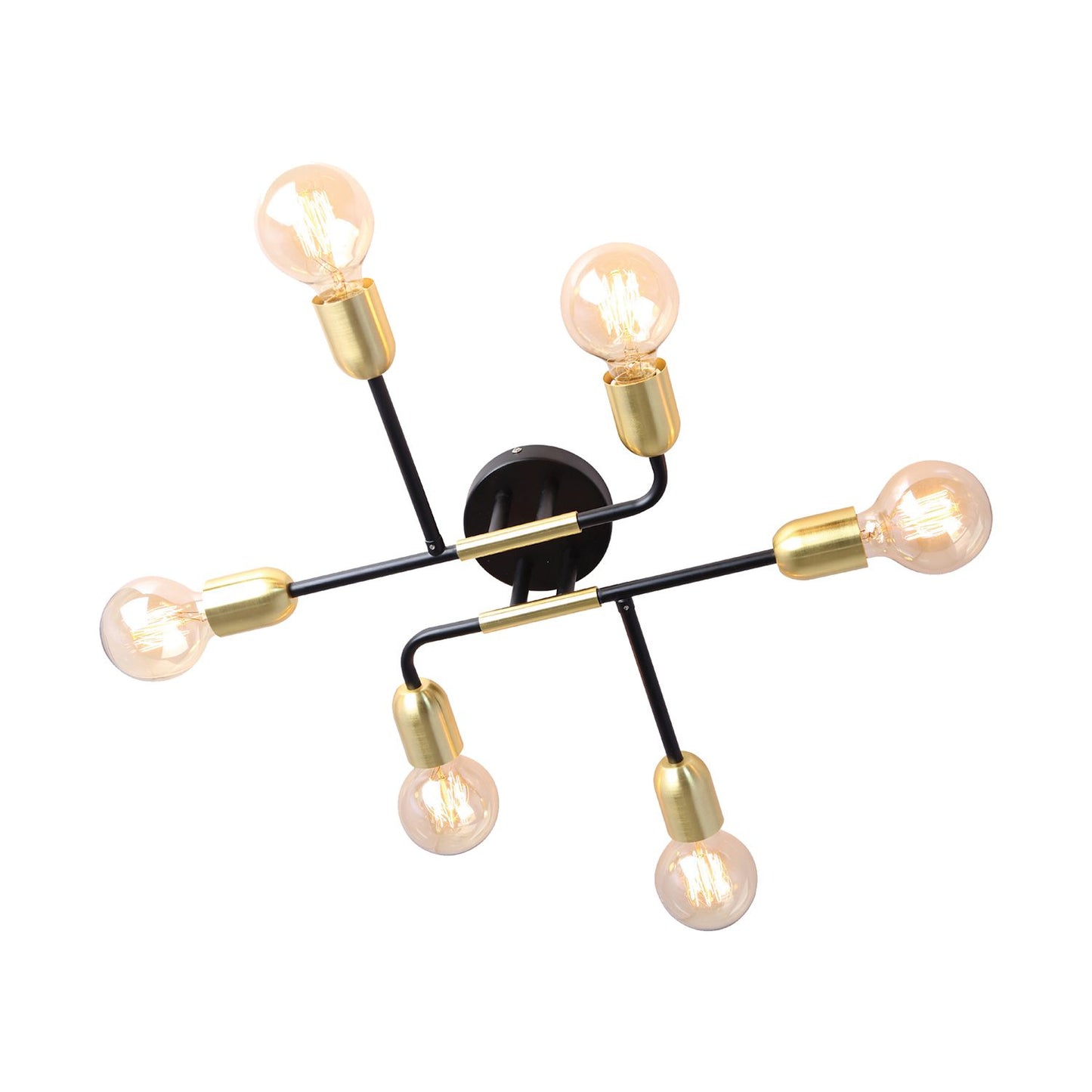 Ceiling Lamp 6 Lights Black &amp; Gold - Rockland