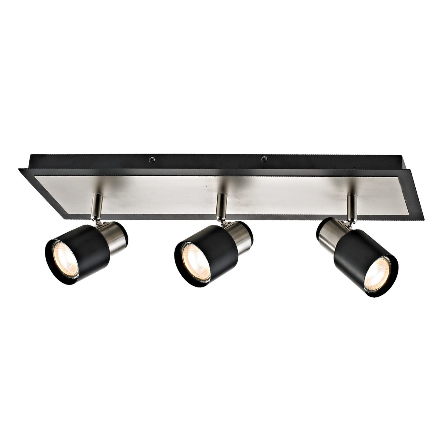 Luminaire sur Rail 3 Têtes Nickel Brossé &amp; Noir Mat - Jackson