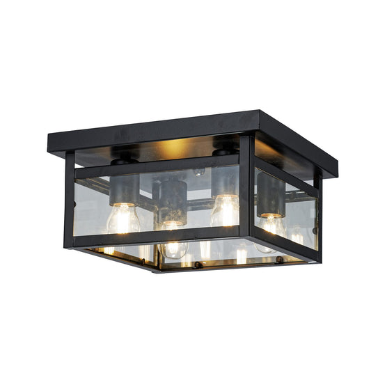 Ceiling Fixture Square 4 Lamps Black - Panama