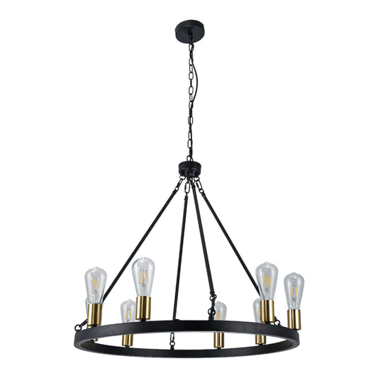 Suspension 8 Lampes Noir &amp; Or - Wesgate