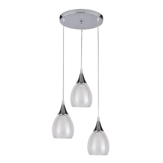 Suspension 3 Lampes Blanc &amp; Verre Clair - Repley