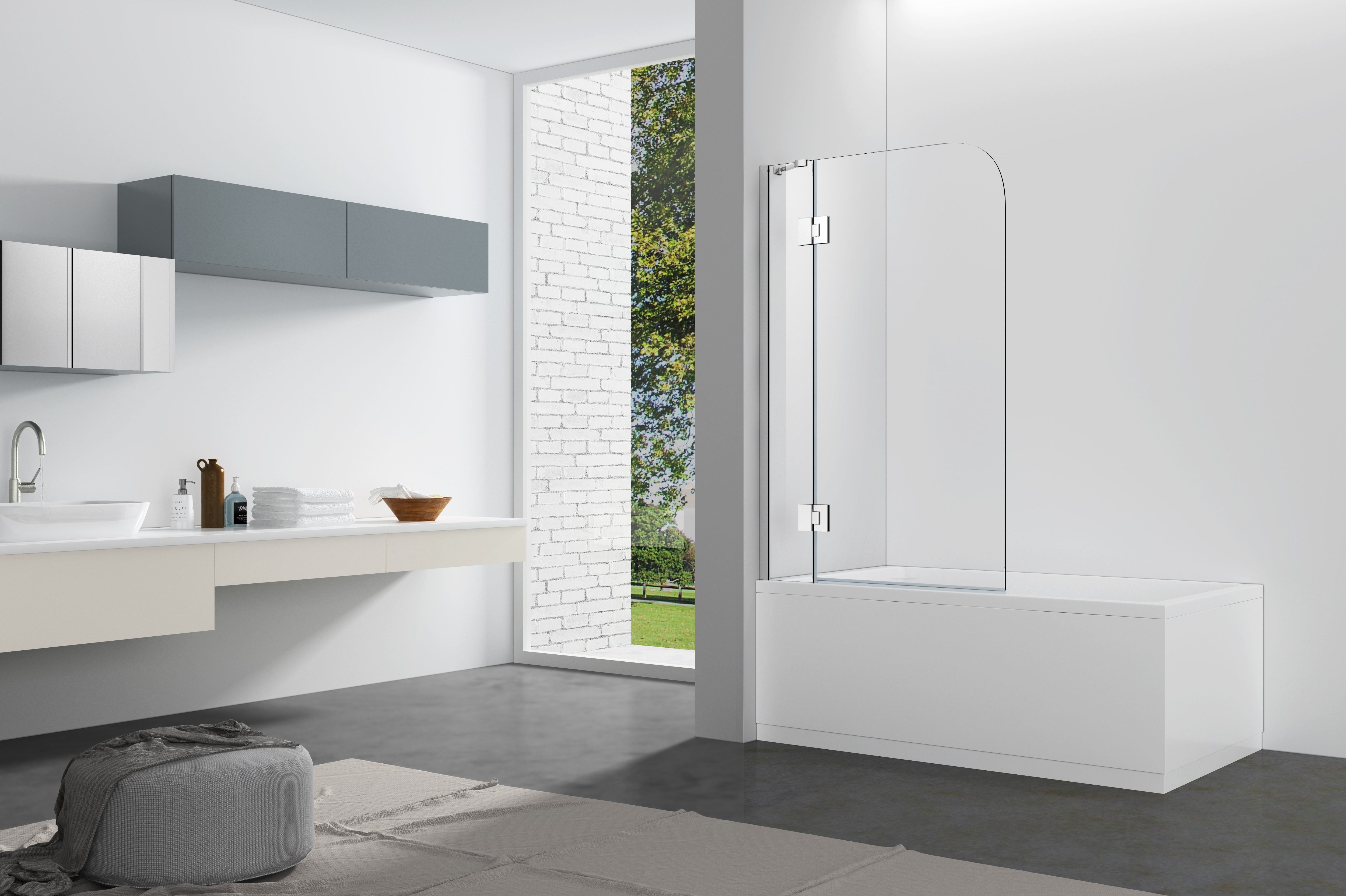 Pare-baignoire en verre 35 ½ × 56 ¼ po (900 × 1430 mm)