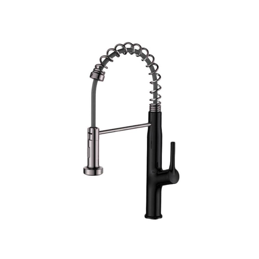 Pull Down Kitchen Faucet Mat Black & Chrome