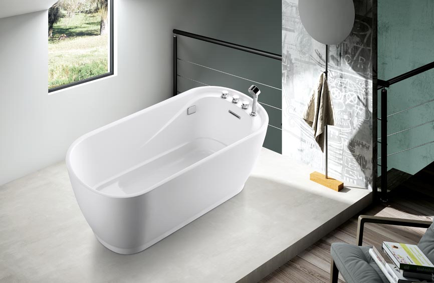 Baignoire autoportante : 59 × 28 ¾ × 25 ⅕ po (1 500 × 730 × 640 mm)