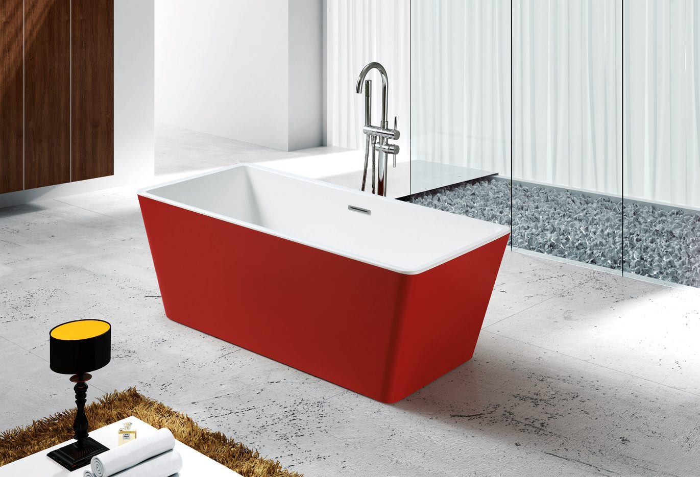 Freestanding Bathtub Red 59×27 ½ x22 ⅞ in. (1500×700×580 mm)