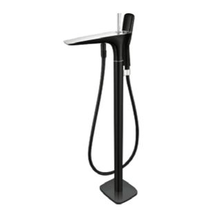 Freestanding Bathub Faucet & Handheld Shower Chrome and Black